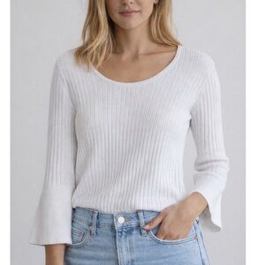 Kinross 100% Cotton Ribbed Knit Top in White